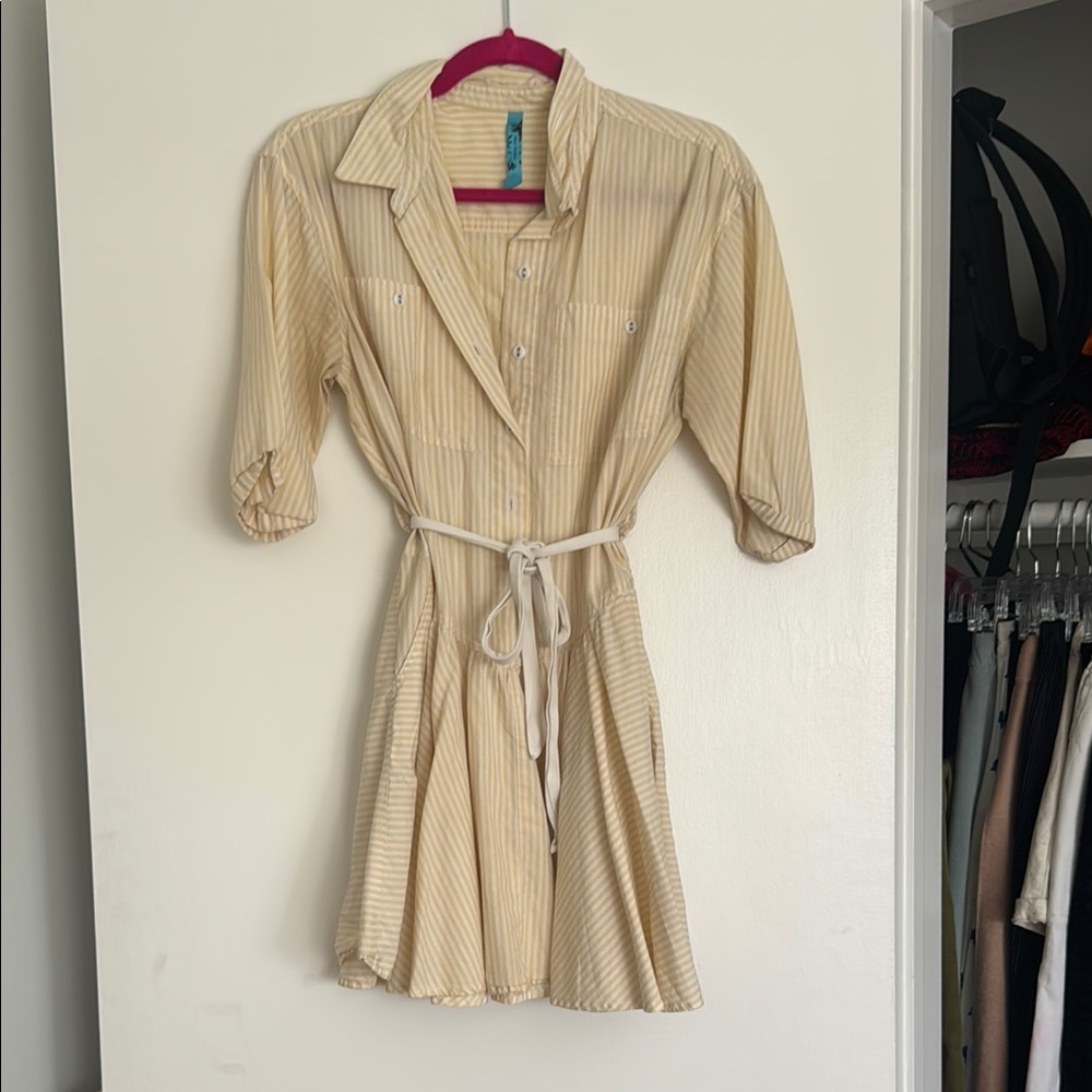 Free People Yellow Striped Mini Dress